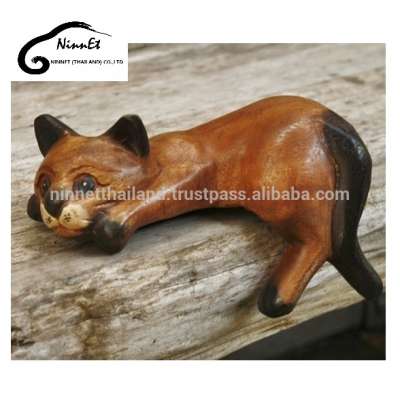 Crafts wooden cat from Thailand