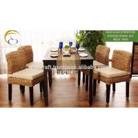 Water Hyacinth dining table set - Wicker Rattan Indoor wooden dining table set - Homw Furniture Dining Table and chair